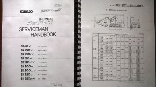 Product picture kobelco super sk60 mark V to sk220lc mark V worshop manual